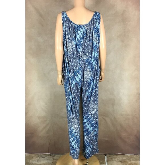 MELISSA MASSE Blue Geometric Print Knit Jumpsuit NEW Size 1X - Picture 5 of 9